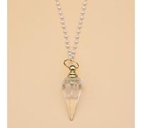 Collar De Vial De Cristal Blanco, Colgante De Botella Que Se Puede Abrir, Collar De Cadena De Perlas, Joyería,18x50mm,80cm
