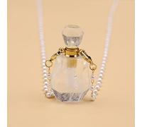 Collar De Vial De Cristal Blanco, Colgante De Botella Que Se Puede Abrir, Collar De Cadena De Perlas, Joyería,20x37x14mm,80cm