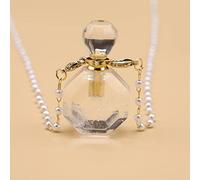 Collar De Vial De Cristal Blanco, Colgante De Botella Que Se Puede Abrir, Collar De Cadena De Perlas, Joyería,20x36x15mm,80cm