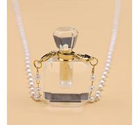 Collar De Vial De Cristal Blanco, Colgante De Botella Que Se Puede Abrir, Collar De Cadena De Perlas, Joyería,19x32x14mm,80cm