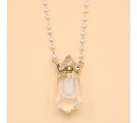 Collar De Vial De Cristal Blanco, Colgante De Botella Que Se Puede Abrir, Collar De Cadena De Perlas, Joyería,16x40mm,80cm