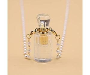 Collar De Vial De Cristal Blanco, Colgante De Botella Que Se Puede Abrir, Collar De Cadena De Perlas, Joyería,14x35mm,80cm