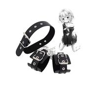 Collar De Yoga DoméStico Multifuncional De Cuero Negro Suave Ajustable Con Pulsera, Con Cuerda De TraccióN De Acero Inoxidable - D15