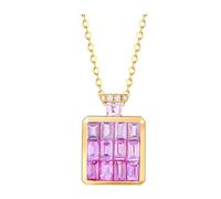 Collar de zafiro para mujer, colgante de oro amarillo con diamante regalo de cumpleaños