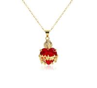 Collar de zircon rojo del corazón sagrado de espinas, colgante gótico retro de cobre, joyas oscuras, dulces y geniales, adecuado para amantes de la fe, estilo retro, festivales de música y regalos