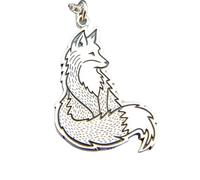 Collar de zorro en plata de ley 925 con símbolo de poder animal, colgante grabado, simple, fuerza, adaptabilidad, ingenio, amuleto, joyería de regalo | con cadena de 45 cm | chapado en plata |