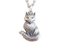 Collar de zorro sentado en plata de ley 925. Animal espiritual realista. Colgante con símbolo de poder. Regalo con encanto, fuerza, adaptabilidad y agilidad mental. Con cadena de 45 cm. Chapado en