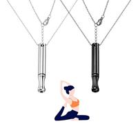 Collar dejar de fumar, Pack de 2 Herramientas para Dejar de Fumar, Collar para Dejar de Fumar, Collar contra la Ansiedad, Collar de Respiración para Dejar de Fumar (Negro y Acero)