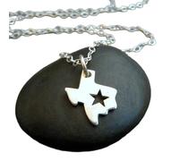 Collar del estado de Texas en plata de ley 925. Estrella de Texas recortada. Joyería Smallstate, joyería para uso diario. Delicado colgante "I Love Texas" para viajes. Orgullo de Texas | Con cadena