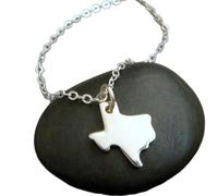 Collar del estado de Texas en plata de ley 925. Texas. Joyería de Texas. Joyería sencilla para el día a día. Delicada. Ideal para viajes. Colgante "Amo Texas". Orgullo de Texas | Con cadena de 45