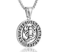 Collar del zodiaco para hombre, acero inoxidable, colgante de 12 constelaciones, joyería de astrología para mujeres, regalos de cumpleaños, 35mm-25.5mm, Acero inoxidable, No es una piedra preciosa