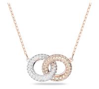 Swarovski Collar Stone, Círculos entrelazados, Blanco, Baño tono oro rosa