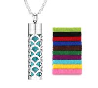Collar difusor de aceite esencial para aromaterapia, collar de acero inoxidable, con medallón de perfume abierto