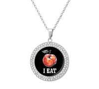 Collar divertido con colgante impreso "I Eat Peach, joyería novedosa de diamantes para mujeres y hombres, plateado/dorado, talla única, Metal, No es una piedra preciosa