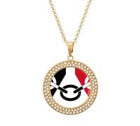 Collar divertido de bandera de país negro con colgante impreso, joyería de diamantes novedosa para mujeres y hombres, plateado/dorado, talla única, Metal, No es una piedra preciosa