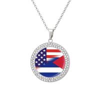 Collar divertido de la bandera de Cuba estadounidense con colgante impreso, joyería de diamantes novedosa para mujeres y hombres, plateado/dorado, talla única, Metal, No es una piedra preciosa