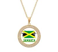 Collar divertido de la bandera de Jamaica con colgante impreso, joyería de diamantes novedosa para mujeres y hombres, plateado/dorado, talla única, Metal, No es una piedra preciosa