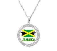Collar divertido de la bandera de Jamaica con colgante impreso, joyería de diamantes novedosa para mujeres y hombres, plateado/dorado, talla única, Metal, No es una piedra preciosa