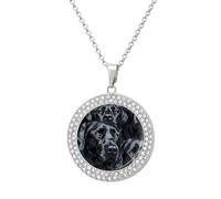 Collar divertido de perro labrador negro con colgante impreso, joyería de diamantes novedosa para mujeres y hombres, plateado/dorado, talla única, Metal, No es una piedra preciosa