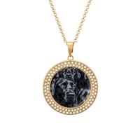Collar divertido de perro labrador negro con colgante impreso, joyería de diamantes novedosa para mujeres y hombres, plateado/dorado, talla única, Metal, No es una piedra preciosa
