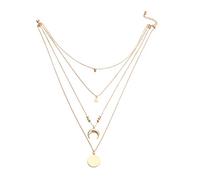 Collar dorado para mujer, cadena multicapa, gargantilla con disco de luna, creativo y exquisito, mano de obra a la moda con bonito