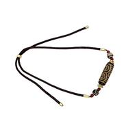 Collar Dzi de ágata natural de nueve ojos que simboliza el poder de la antigua artesanía cultural para el cuello para uso diario, collar tibetano unisex, talla única, como se describe, como se