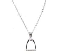 Collar Ecuestre con Colgantes De Estilo Caballo Estribo De Hierro Plateado Alto Pulido De Plata De Ley 925
