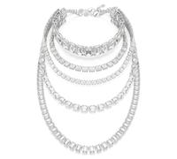Collar en capas Millenia, Tallas mixtas, Blanco, Baño de rodio OS