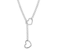 Collar en forma de corazón con grilletes de amor | Cadena deslizante con junta tórica de cadena de corazón de amor | Punk gótico corazón Y gargantilla collar cubano colgante joyería para niñas