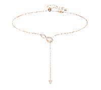 Collar en Y Hyperbola, Símbolo del infinito, Blanco, Baño tono oro rosa