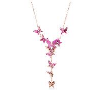 Collar en Y Idyllia Lilia, Mariposa, Rosa, Acabado en oro rosa de 18 quilates OS