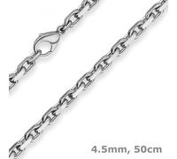 Collar Esclava Ancla Diamantada 925 Plata Esterlina Chapado Rodio 50cm