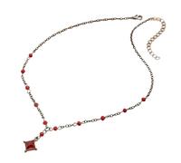 Collar estético oscuro de aleación con colgante cuadrado con cristal brillante, joyería gótica de moda, cadena ajustable para el cuello, collar de aleación de cristal gótico, collar de clavícula para