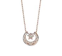 Collar Estrella y Luna Hollow Silver Posting Pempental Light Luxury Clavícula Cadena de Joyas para Mujeres Damas Joyas