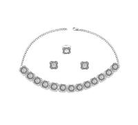 Collar étnico, indio, oxidado, con pendientes, anillo, juego bohemio, estilo bollywood, de cristal, para boda, noche, diario, cumpleaños, Navidad, tradiciones, joyas para mujer, Réglable, Metal