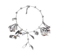 Collar exagerado de aleación de perlas y hojas con múltiples colgantes, juego de accesorios retro personalizados en capas, talla única, Acetato, No es una piedra preciosa