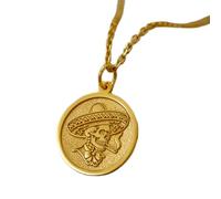 Collar Exclusivo de Plata de Ley ley 925 22 mm | Cadena 45 cm | Calavera forajido: Colgante Elegante azúcar rebeldía para amantes del estilo latino y gótico | Grabado gratuito | Baño Baño de Oro | L_0