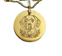Collar Exclusivo de Plata de Ley ley 925 22 mm | Cadena 45 cm | Perro beagle | Colgante Elegante | con forma disco | Joyería de Lujo delicada para perros | Mascota | baño Baño de Oro | L_01737