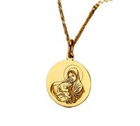 Collar Exclusivo de Plata de Ley ley 925 24 mm | Cadena 45 cm | María y Jesús | Virgen | Santa Madre | Colgante Elegante ortodoxo griego | del Niño | Joyería de Lujo religiosa | Mamá | Baño Baño de Or