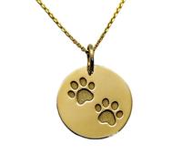 Collar Exclusivo de Plata de Ley ley 925 26 mm | Cadena 45 cm | Huella perro | Colgante Elegante | Amuleto pata | Dueño | Amantes los perros | con | Joyería de Lujo chapada en Baño de Oro | 00561