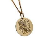 Collar Exclusivo de Plata de Ley ley 925 28 mm | Cadena 45 cm | Colgante Elegante búho la diosa griega Atenea | Joyería de Lujo con símbolo sabiduría | moneda | Amuleto mitología | Baño Baño de Oro |