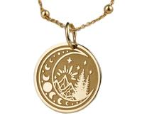 Collar Exclusivo de Plata de Ley ley 925 28 mm | Cadena 45 cm | Medallón media Luna Encantadora creciente | Fases la para novia | Amuleto celestial | Colgante Elegante y estrellas | Baño Baño de Oro |