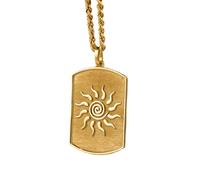 Collar Exclusivo de Plata de Ley ley 925 30 x 19 mm | Cadena 45 cm | Placa identificación solar en espiral | Colgante Elegante Sol Radiante | cuerda con militar energía | Chapado Baño de Oro | 00430
