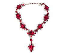 Collar extra grande estilo victoriano retro vintage dorado rubíes rojos diamantes de imitación gruesos declaración boda novia baile Drag Queen desfile