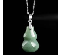 Collar Feng Shui Collar de jade natural Wu Lou/Collar colgante de calabaza Collar de plata esterlina Talismán Collar de amuleto de la suerte Gargantilla de piedras preciosas vintage Atraer riqueza Bue