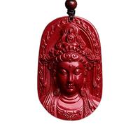 Collar Feng Shui Collar de Piedra de Cristal de cinabrio Collar con Colgante de Buda Guanyin con cordón Collar con Amuleto de la Suerte para Hombres Amuleto Collar Largo Atrae Buena Suerte y Riqueza