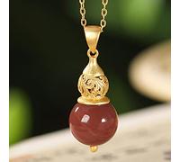Collar Feng Shui Southern Red Agate Riqueza Colgante Collar con hueco Hulu S925 STERLING Silver Authentic Chakra Healing Reiki Atraer la riqueza Amuleta Buena fortuna Fuerte del collar de espíritus