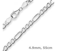 Collar Figaro Diamantado De 4,9Mm De Plata 925 Rodinada 55Cm