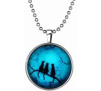 Collar fino compatible con chicas, Retro Lady Three Cats Glow in The Dark Collar con colgante co