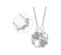Collar for mujer, collar de corazón de la suerte for mujer, collar con colgante de trébol de cuatro hojas de plata de ley 925, collar con colgante de corazón de amor, collar de corazón de trébol, coll